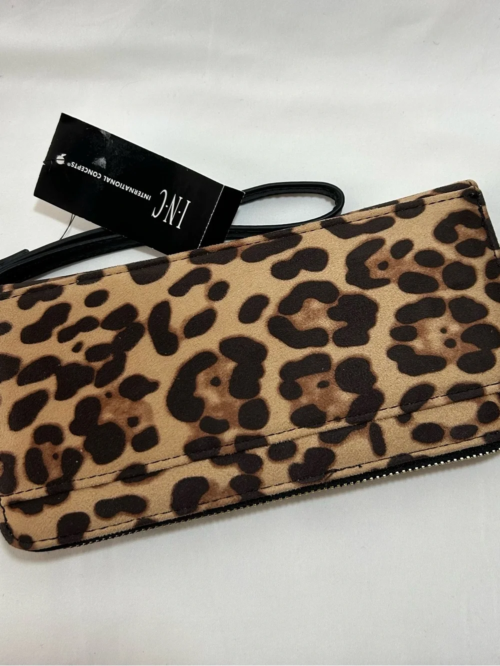 Leopard Print Wristlet Clutch with Stud Detail - Brown INC brand New
